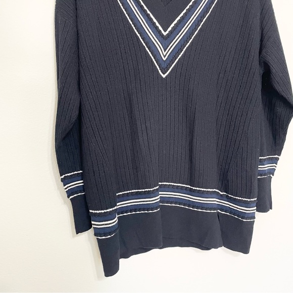 RAG & BONE Diana Extra Fine Merino Wool Oversized Black and Navy Sweater Size M - Picture 5 of 10